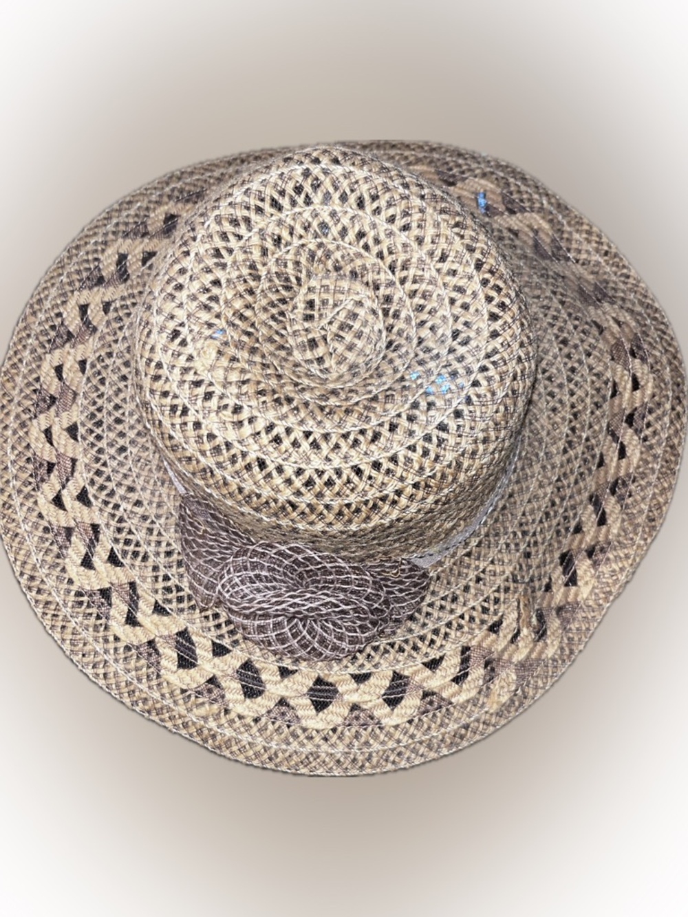 Women summer hat Woven Straw Sun Hat with Decorative Band - Natural - Beach Wear